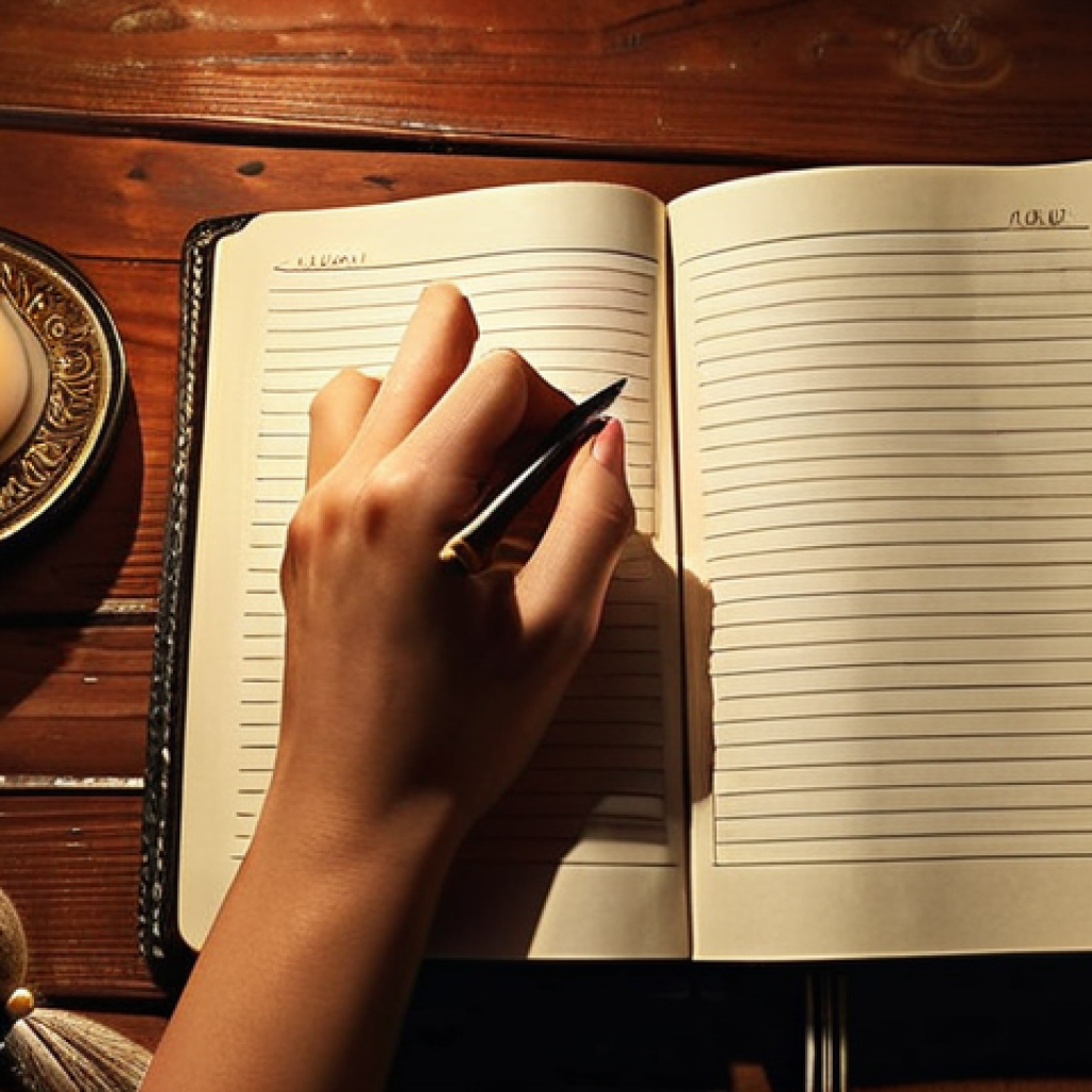 Success Journal**

Prompt: A person writing in a beautifully bound journal, perhaps by candlelight. The journal is filled with positive affirmations and notes of accomplishment. The scene evokes feelings of self-reflection, gratitude, and personal progress. Polish design elements in the room.

**